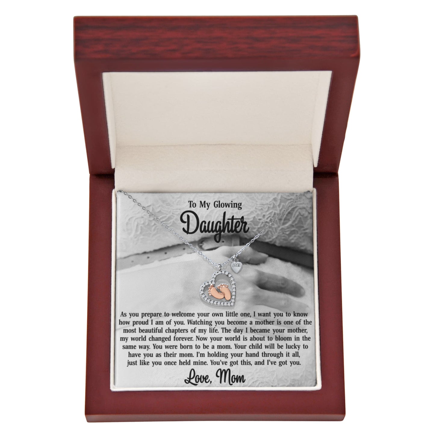 To My Daughter-14K Rose Gold Baby Feet Necklace-You Were Born To Be A Mom