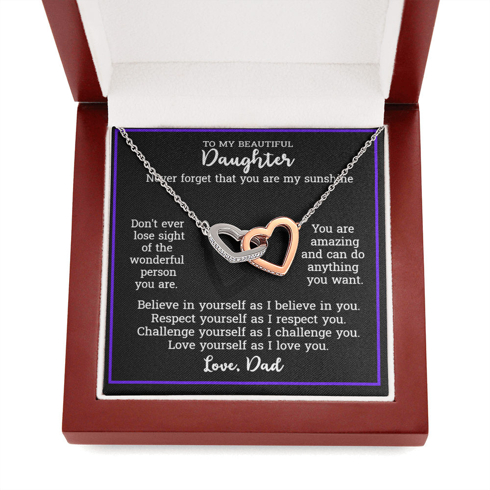 Gift For Daughter From Dad - Locked Hearts Necklace Gift