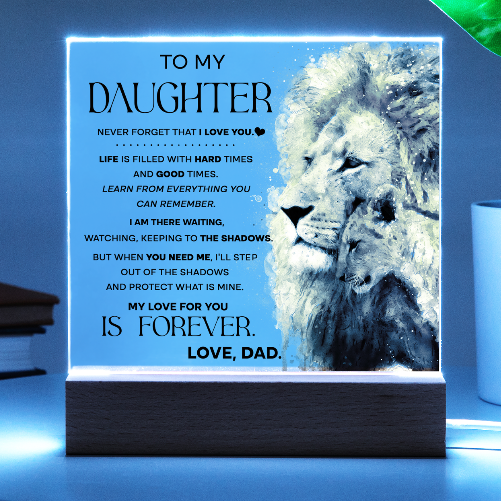 To My Daughter Gift - Acrylic Square Plaque with Available LED Night Light - Shadows