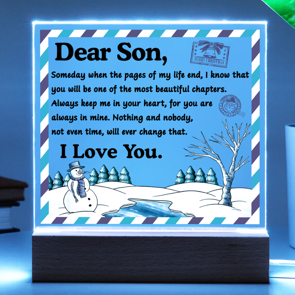 Gift For Son - Acrylic Square Plaque with Available LED Night Light - Beautiful Chapters