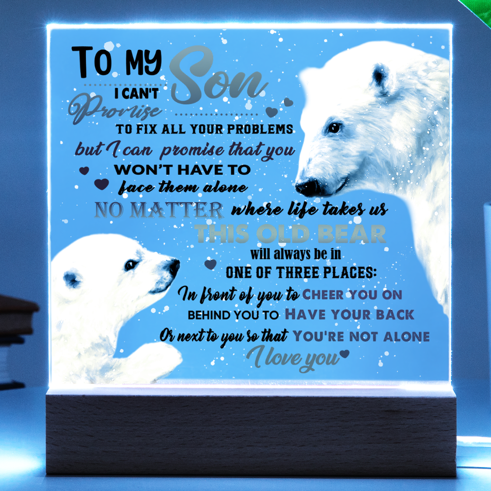 Gift For Son - Acrylic Square Plaque with Available LED Night Light - You're Not Alone