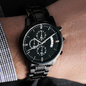 To My Son-In-Law - Mens Black Wrist Watch with Mahogany Box and Message Card - Hold Her Hand
