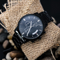 To My Husband - Mens Black Wrist Watch with Mahogany Box and Message Card - Nutrition Facts - World's Best Husband
