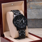Husband Gift - Mens Black Wrist Watch with Mahogany Box and Message Card - Jackpot Winner