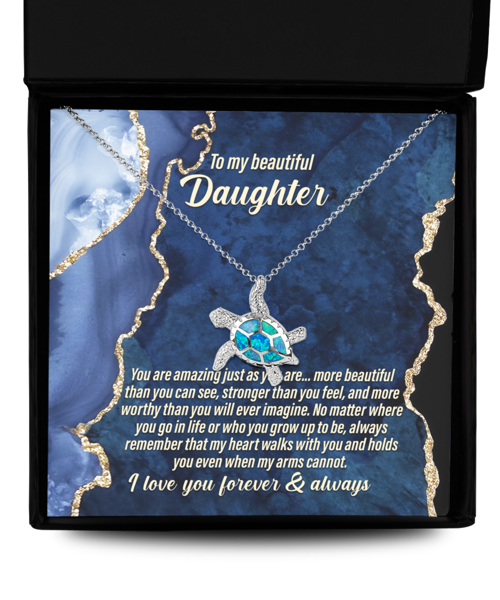 To My Daughter - Opal Turtle Necklace Gift - As You Are