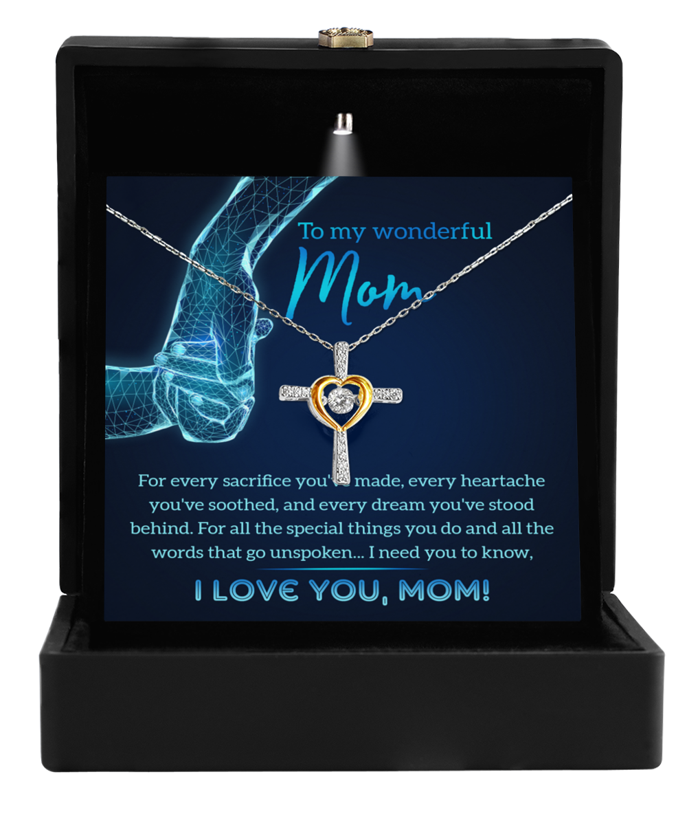 Mom Jewelry Gift - Cross Dancing Necklace - Stood Behind