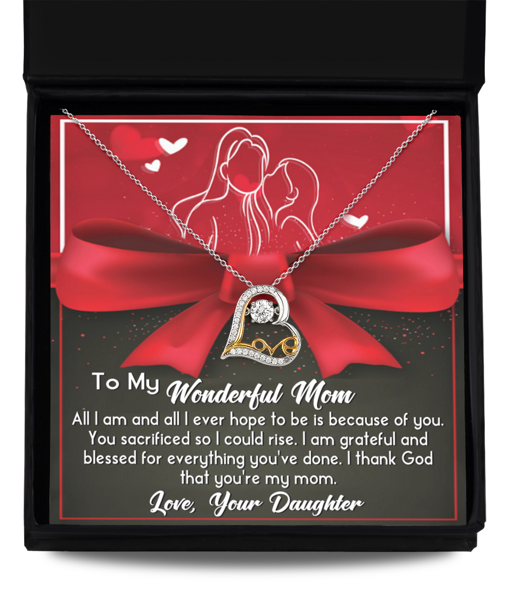 Mom Necklace Gift - Because Of You