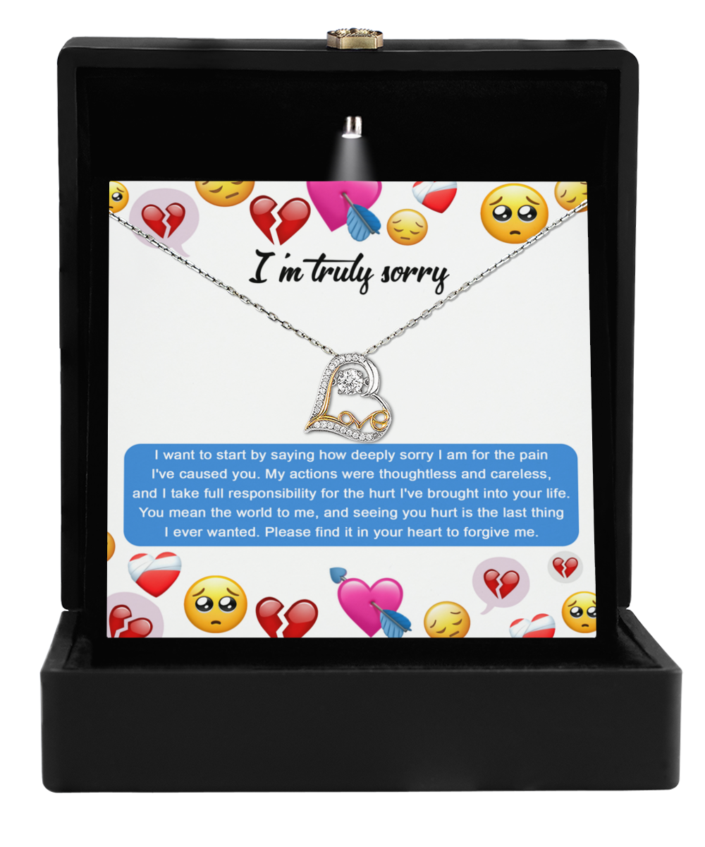 I'm Sorry Gift - Love Heart Necklace - How Deeply Sorry