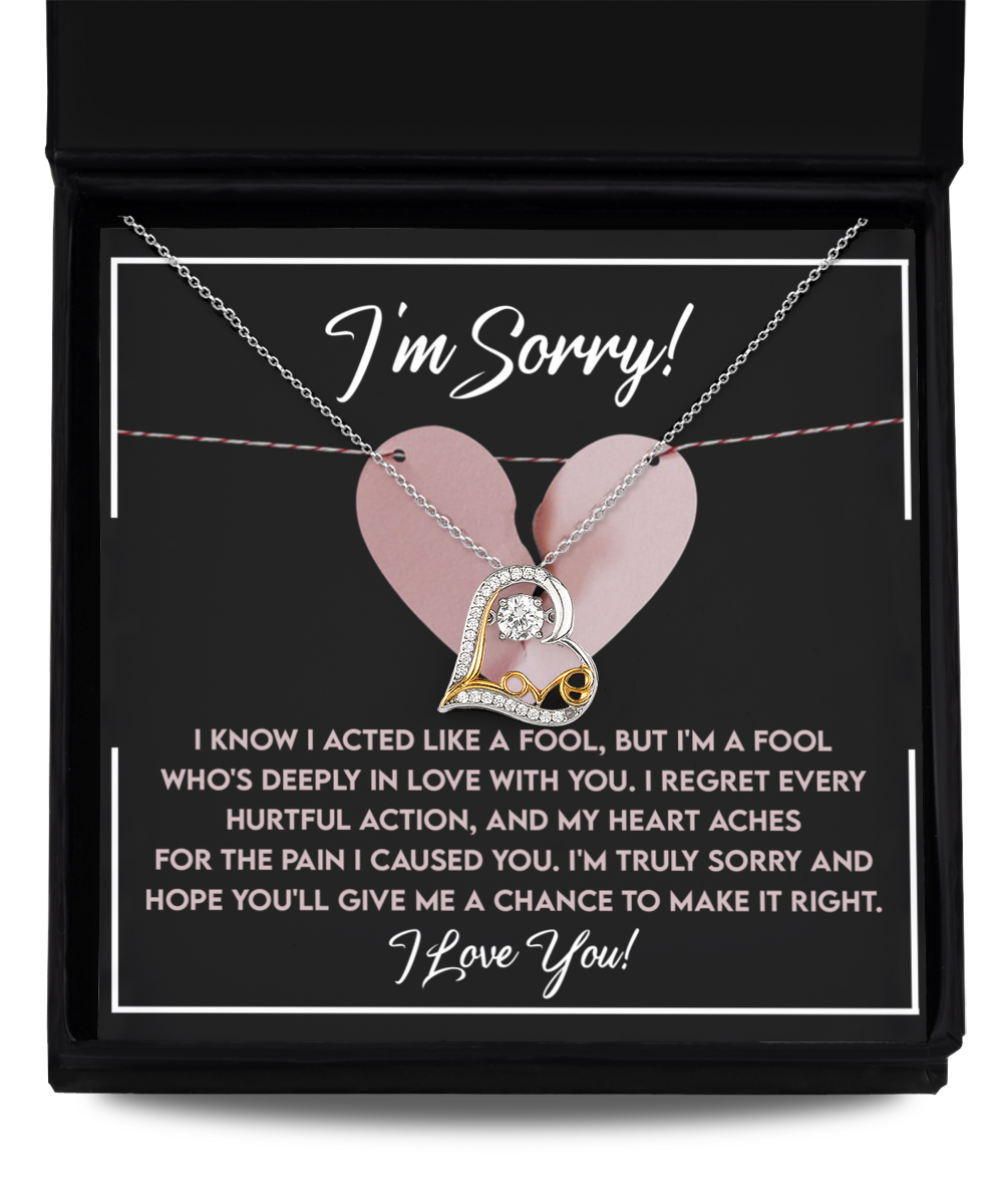 I'm Sorry Gift - Love Heart Necklace - Deeply In Love