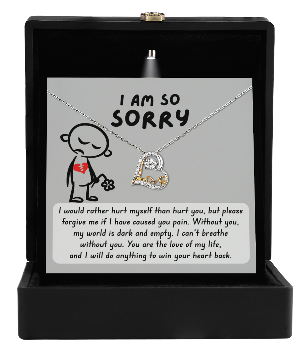 I'm Sorry Gift - Love Heart Necklace - Dark and Empty