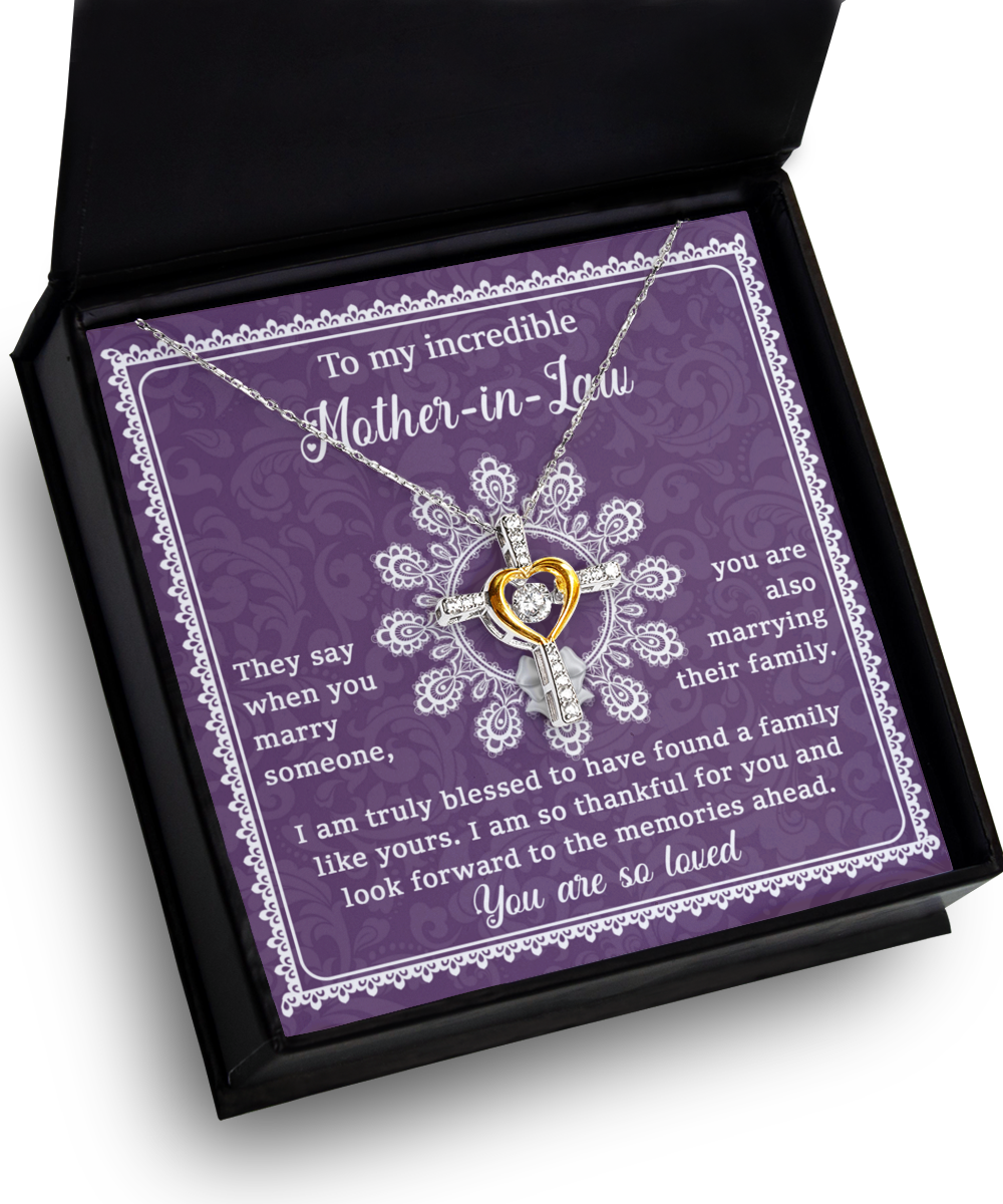 Mother in Law Gift - Cross Dancing Necklace -  Family Like Yours