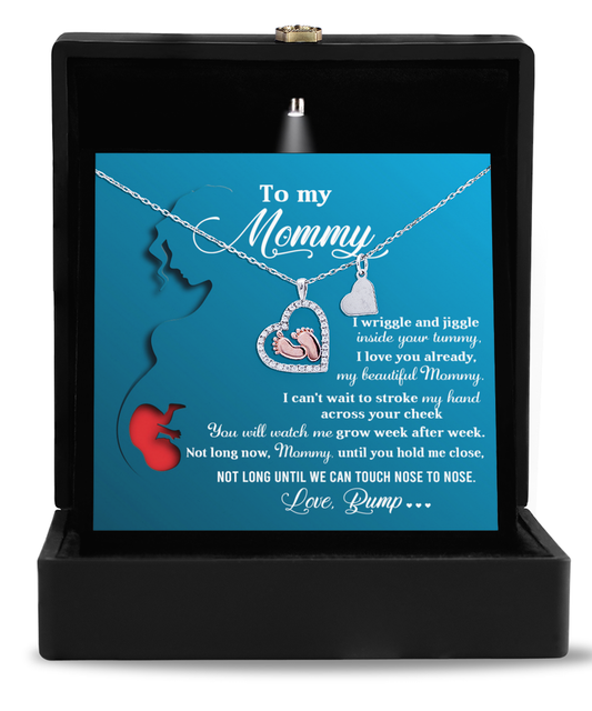 Mom To Be Baby Feet Necklace Gift - Soon Touch Nose To Nose