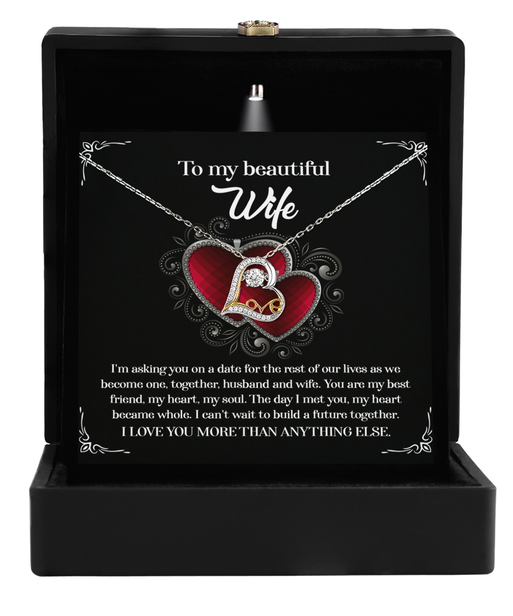 To My Wife On Our Wedding Day - Heart Love Necklace - Heart Became Whole