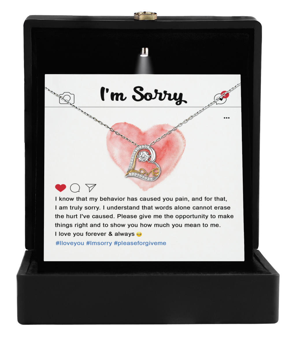 I'm Sorry Gift - Love Heart Necklace - Cannot Erase