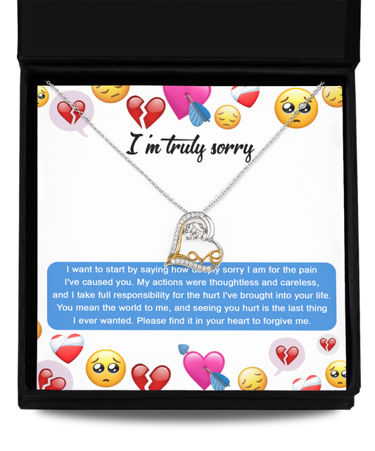 I'm Sorry Gift - Love Heart Necklace - How Deeply Sorry