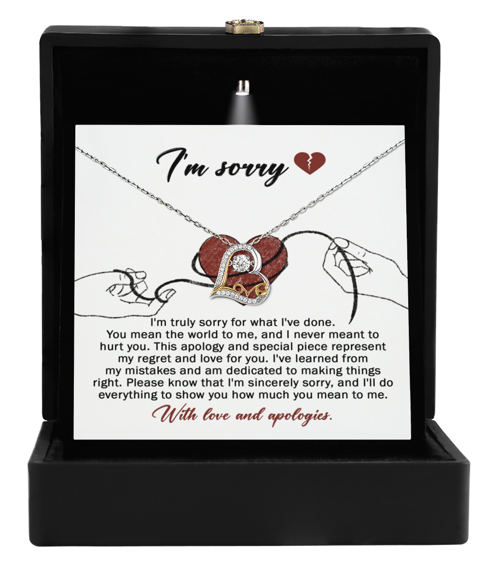 I'm Sorry Gift - Love Heart Necklace - You Mean The World To Me