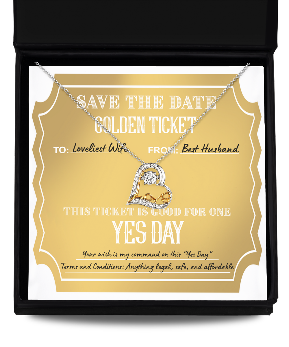 To My Wife - Heart Necklace Gift - Golden Ticket