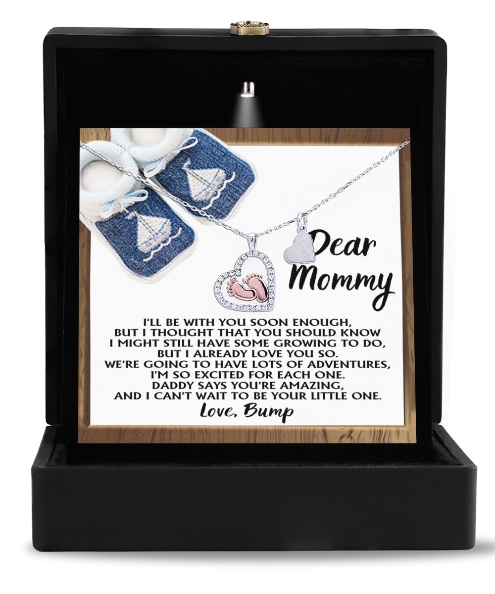 Mom To Be Baby Feet Necklace Gift - Daddy Says You're Amazing