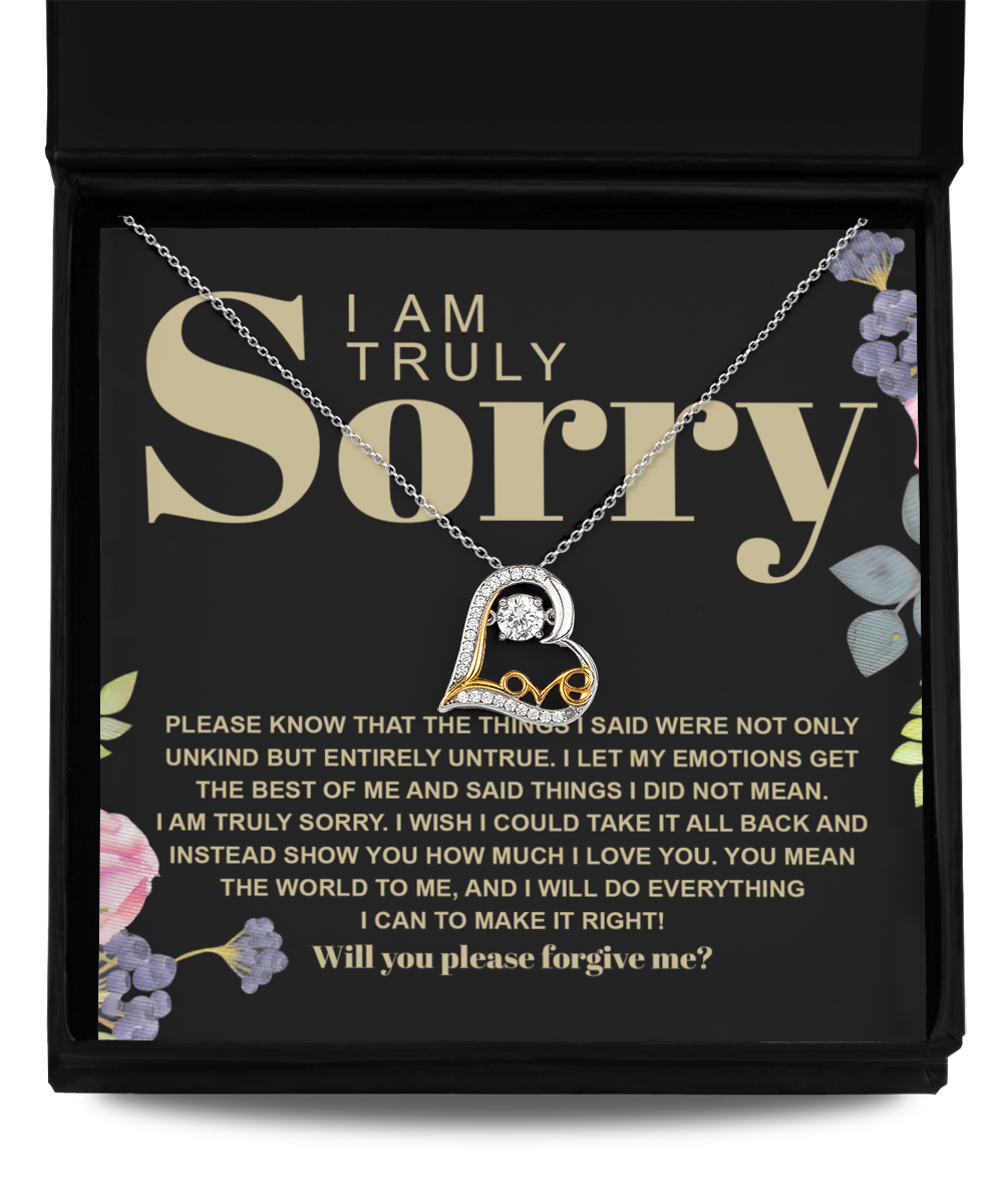 I'm Sorry Gift - My Emotions Got The Best Of Me - Love Scripted Heart Necklace