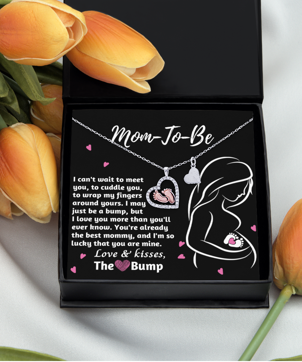 Mom To Be Baby Feet Necklace Gift - The Best Mommy