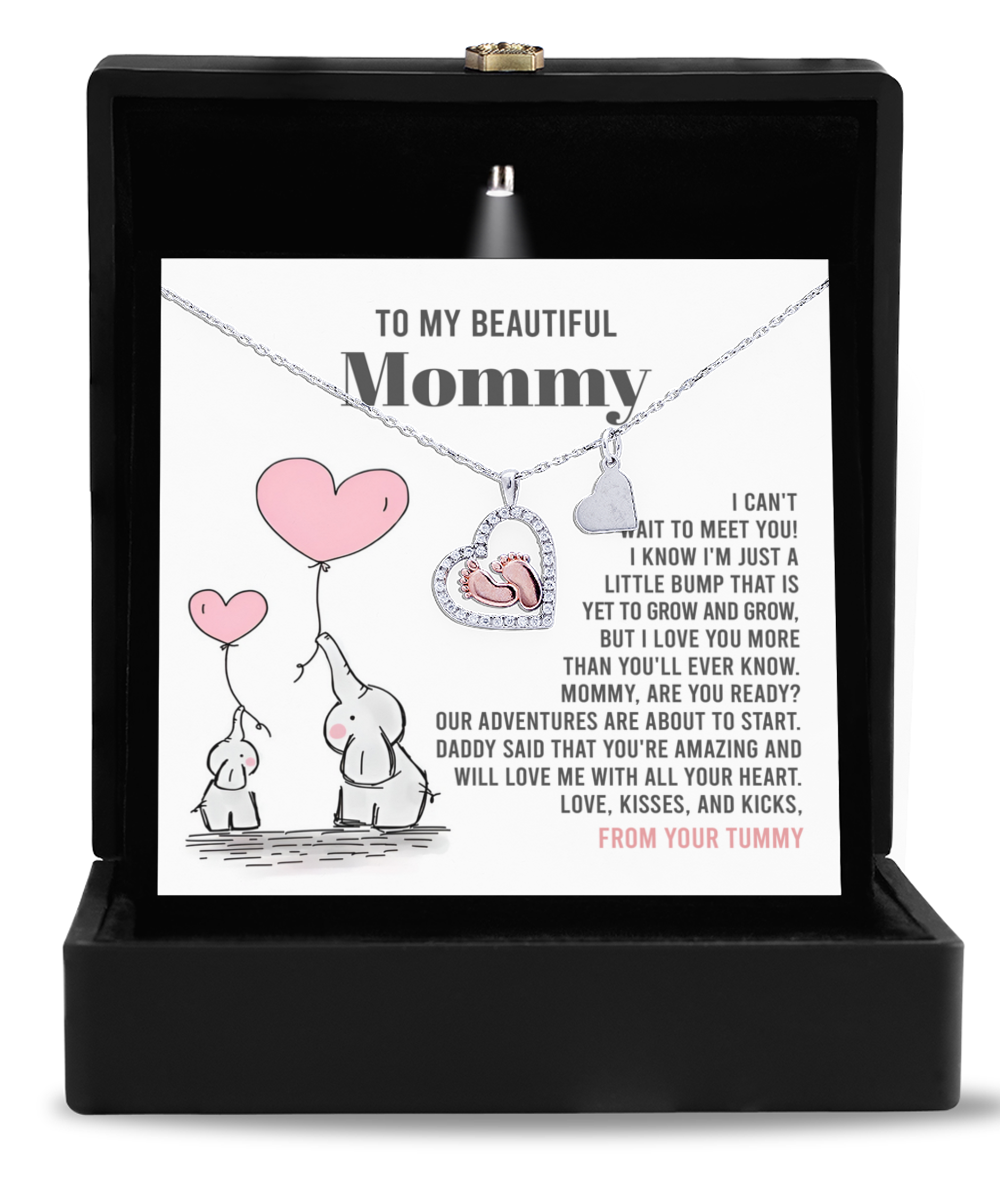 Mom To Be Baby Feet Necklace Gift - Love Me With All Your Heart