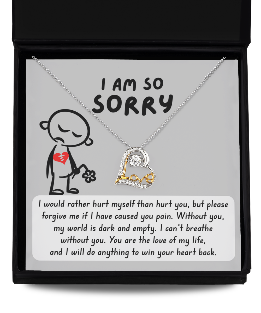 I'm Sorry Gift - Love Heart Necklace - Dark and Empty