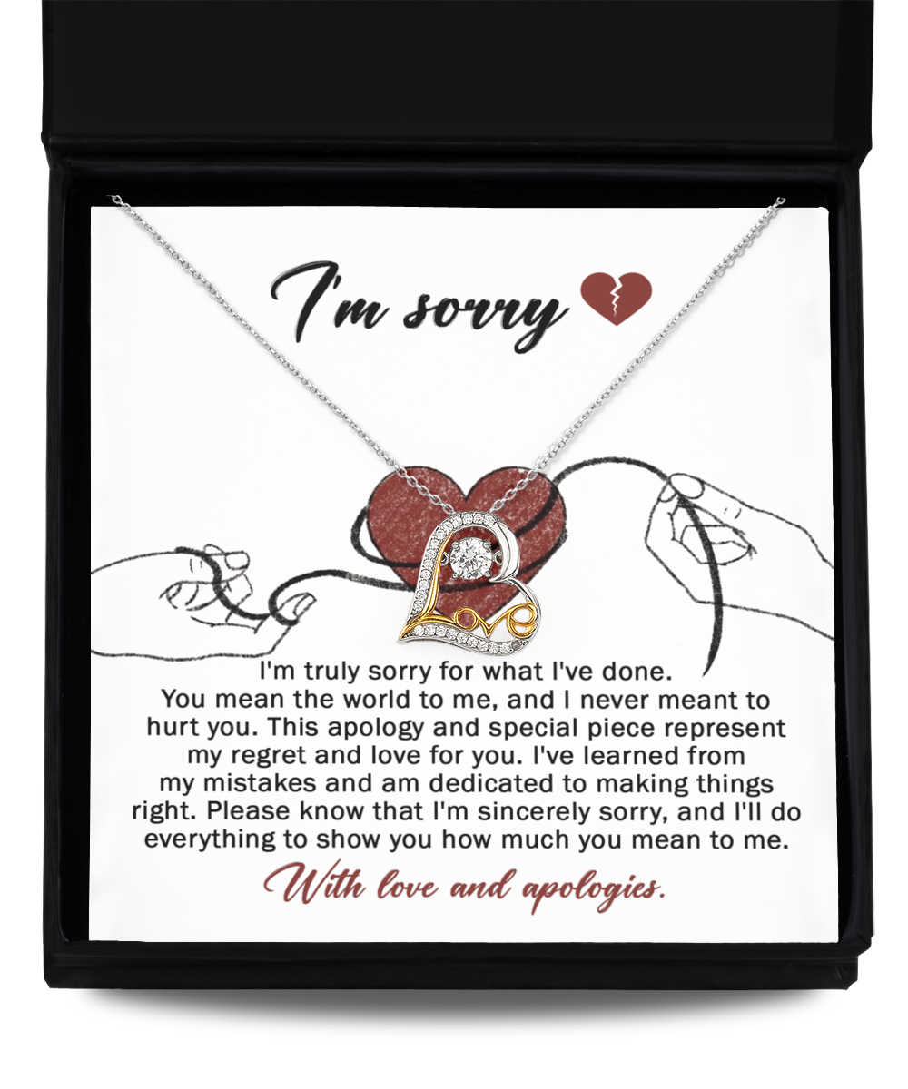 I'm Sorry Gift - Love Heart Necklace - You Mean The World To Me