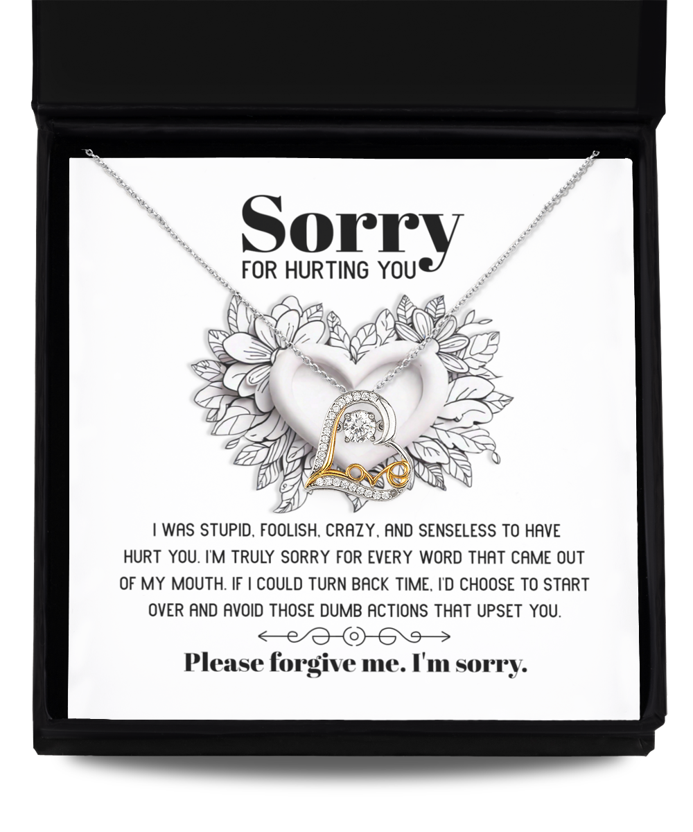 I'm Sorry Gift - Love Heart Necklace - Turn Back Time