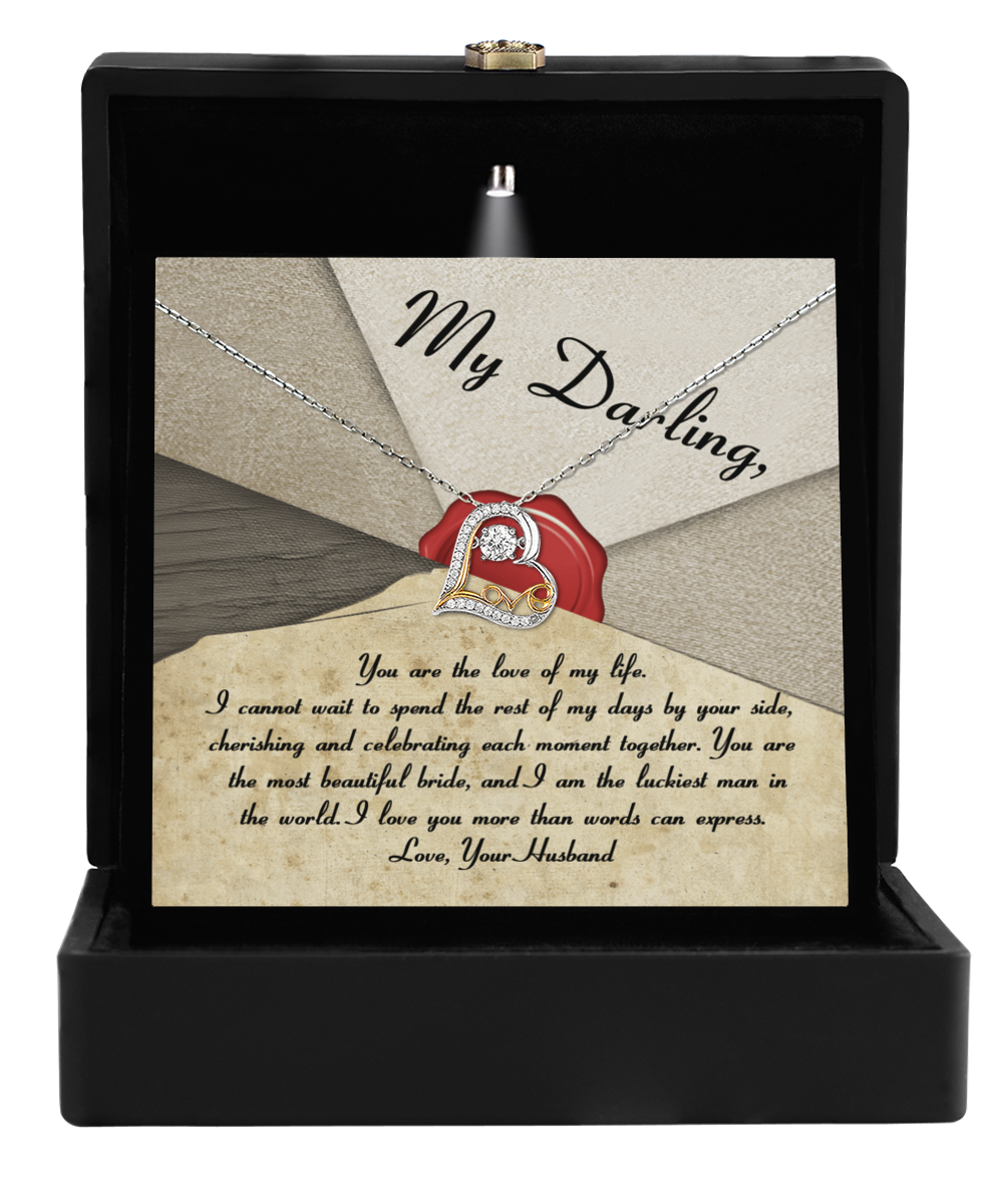 To To My Darling Bride Gift - Heart Love Necklace - Each Moment Together