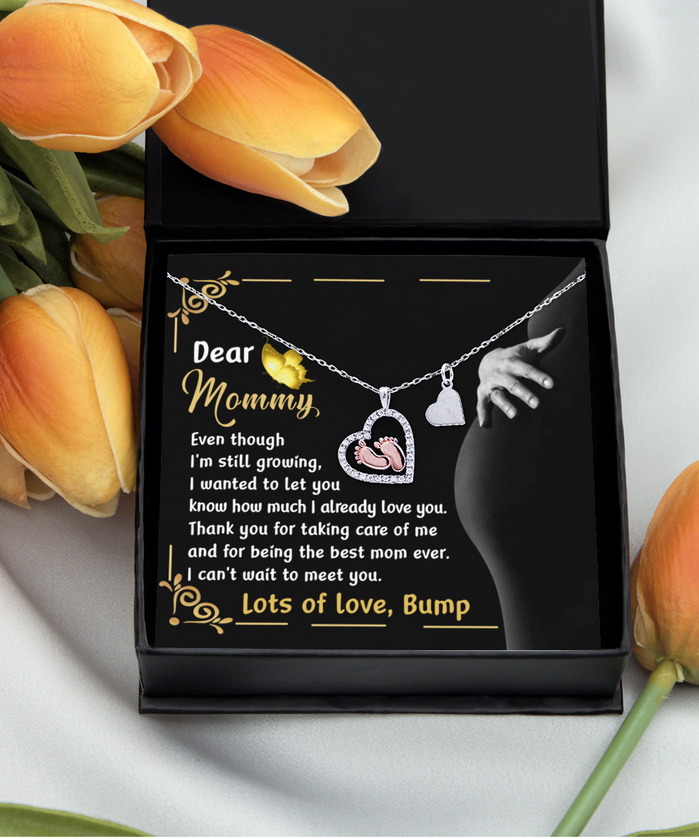 Mom To Be Baby Feet Necklace Gift - Best Mom Ever