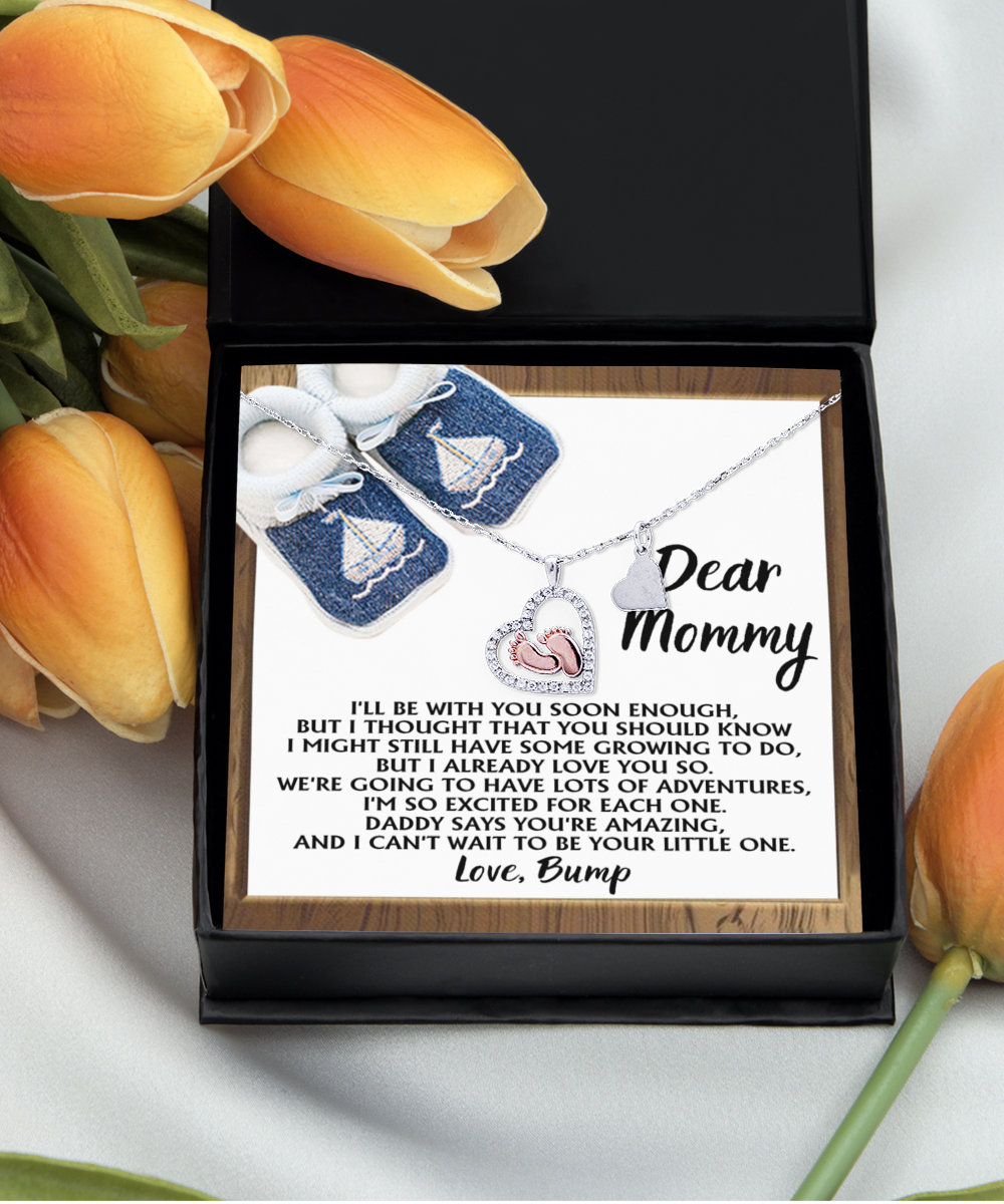 Mom To Be Baby Feet Necklace Gift - Daddy Says You're Amazing