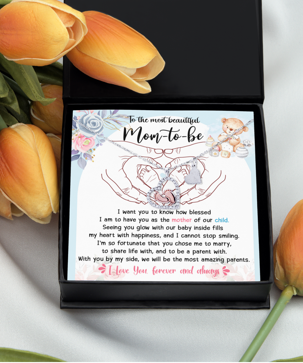 Mom To Be Baby Feet Necklace Gift - You Chose Me