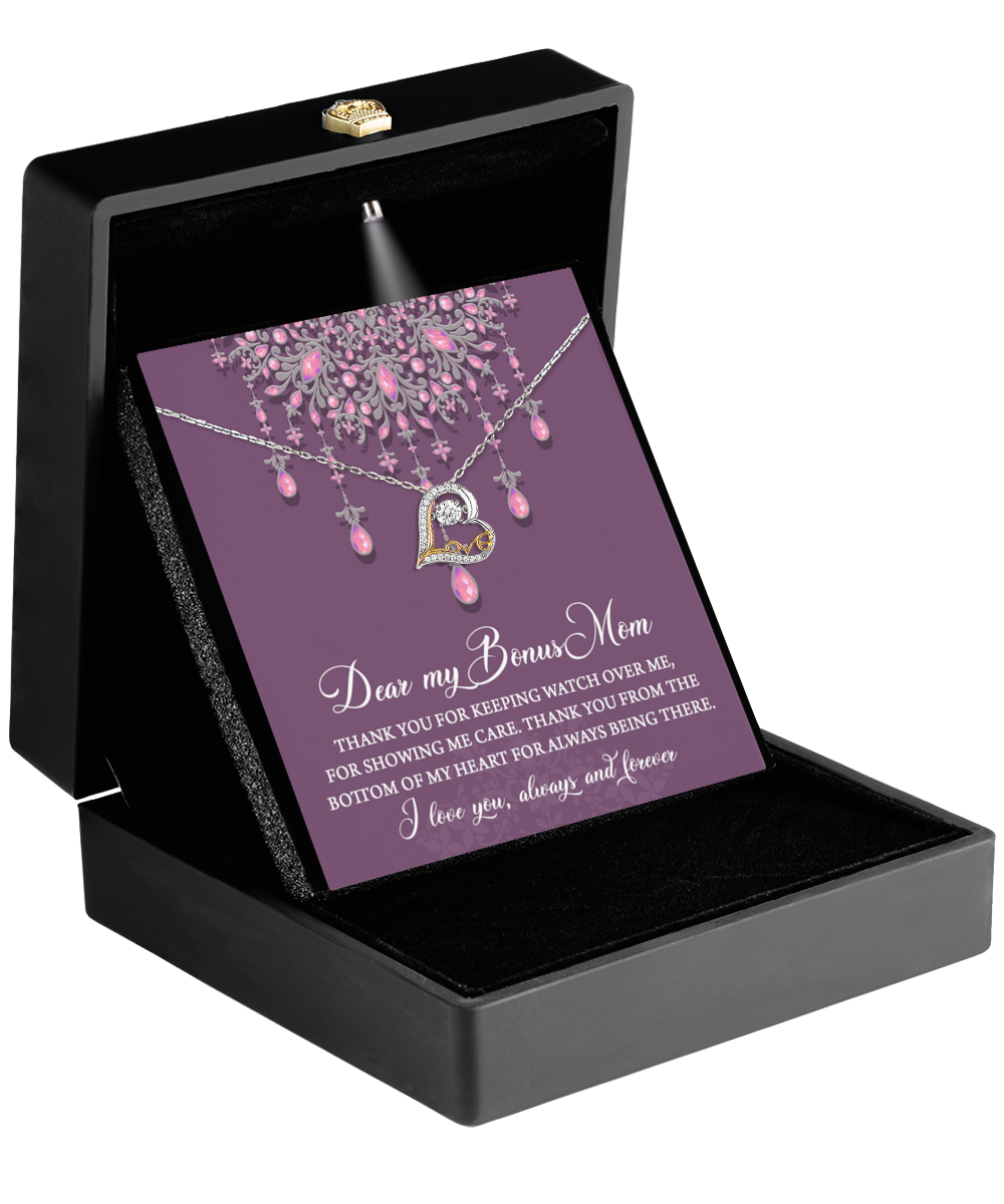 Bonus Mom Necklace Gift - Heart Love Necklace - Thanks For Always Being There