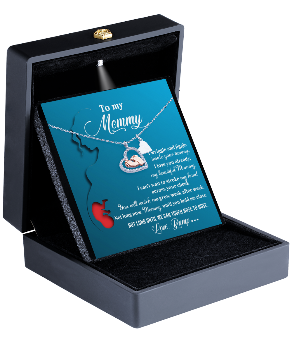 Mom To Be Baby Feet Necklace Gift - Soon Touch Nose To Nose