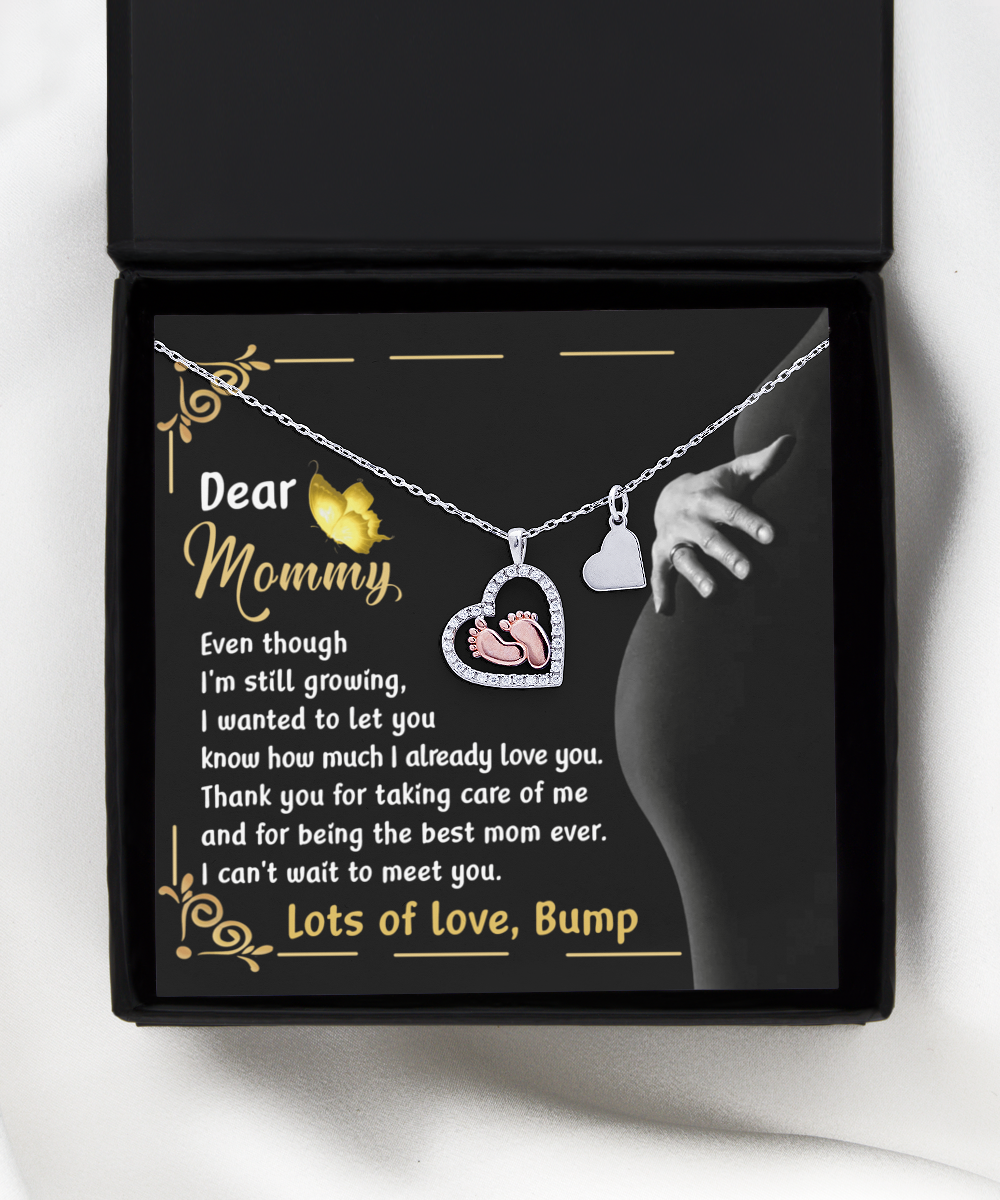 Mom To Be Baby Feet Necklace Gift - Best Mom Ever