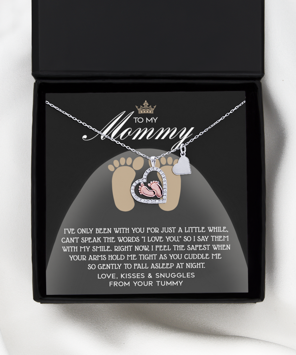 Mom To Be Baby Feet Necklace Gift - I Love You