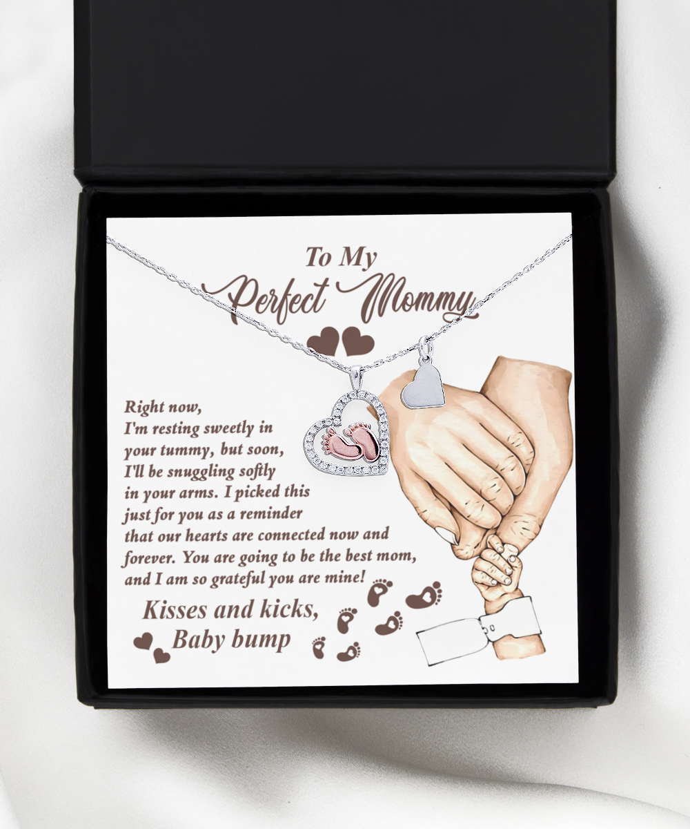 Mom To Be Baby Feet Necklace Gift - Now and Forever