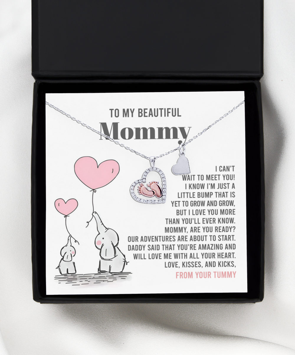 Mom To Be Baby Feet Necklace Gift - Love Me With All Your Heart