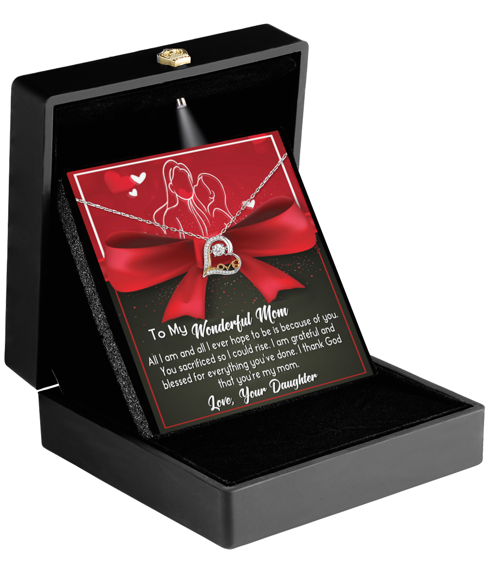 Mom Necklace Gift - Because Of You