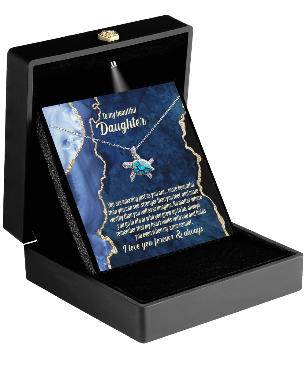 To My Daughter - Opal Turtle Necklace Gift - As You Are