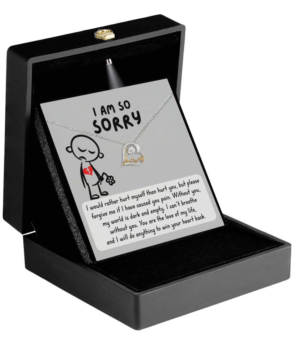 I'm Sorry Gift - Love Heart Necklace - Dark and Empty