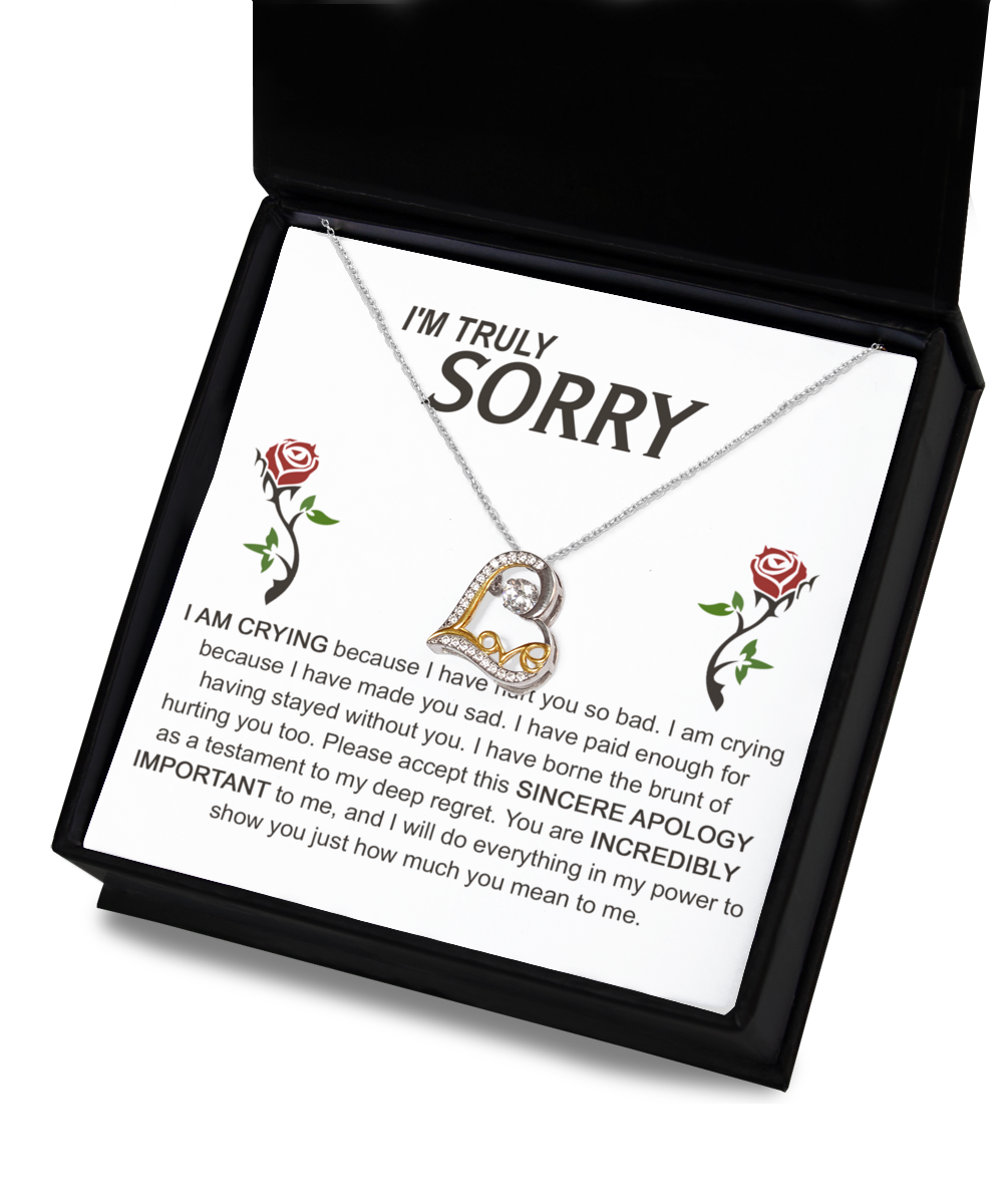 I'm Sorry Gift - Love Heart Necklace - Made You Sad