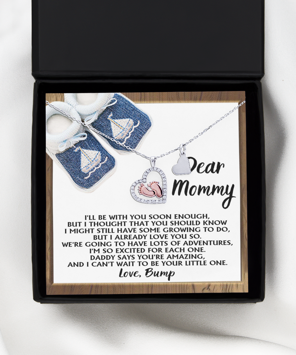 Mom To Be Baby Feet Necklace Gift - Daddy Says You're Amazing