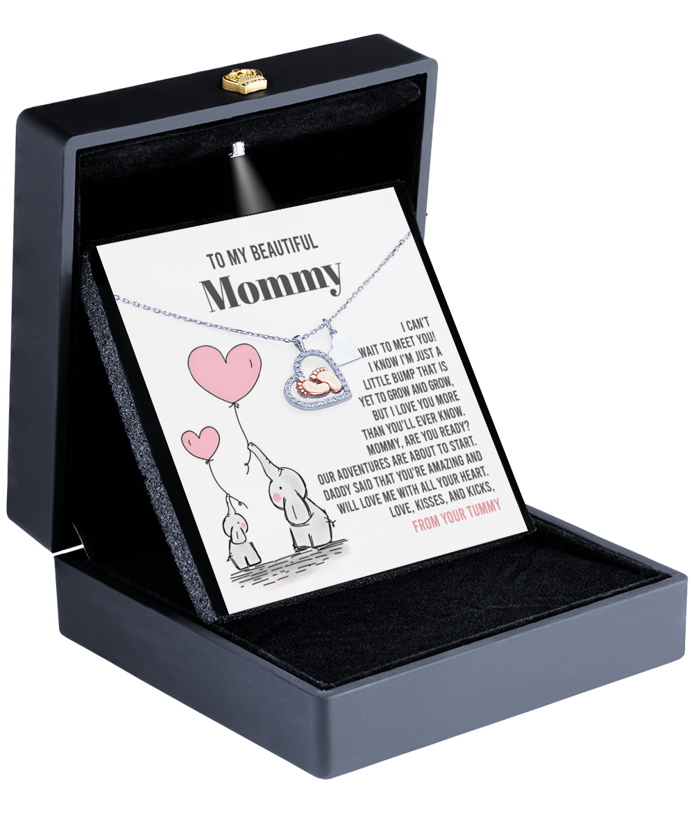 Mom To Be Baby Feet Necklace Gift - Love Me With All Your Heart