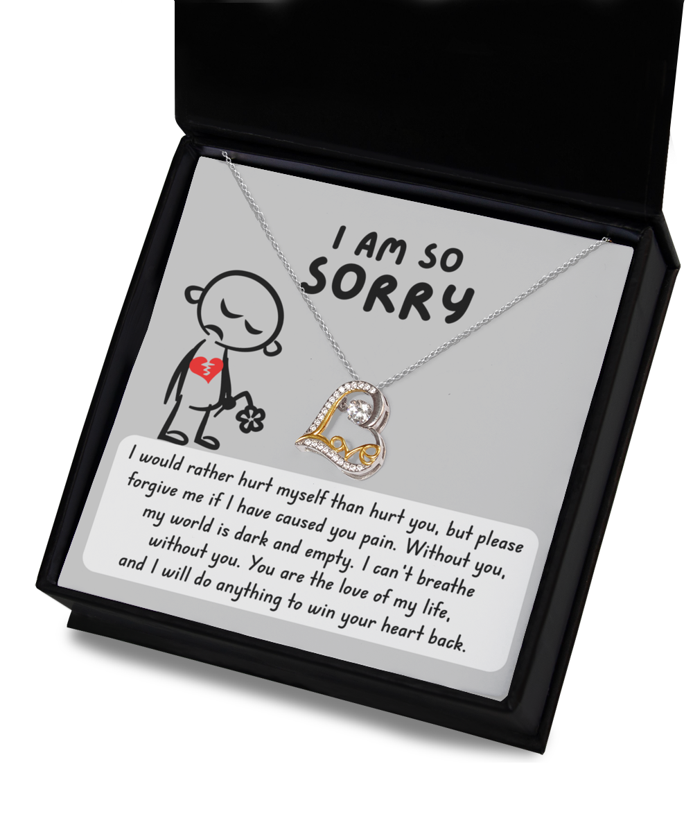 I'm Sorry Gift - Love Heart Necklace - Dark and Empty