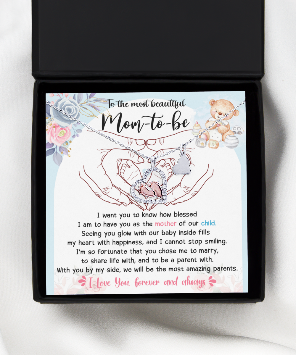 Mom To Be Baby Feet Necklace Gift - You Chose Me