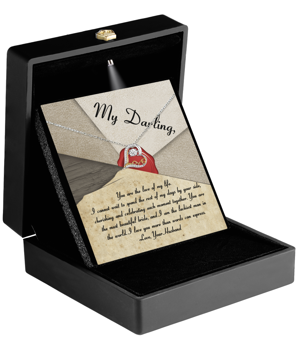 To To My Darling Bride Gift - Heart Love Necklace - Each Moment Together