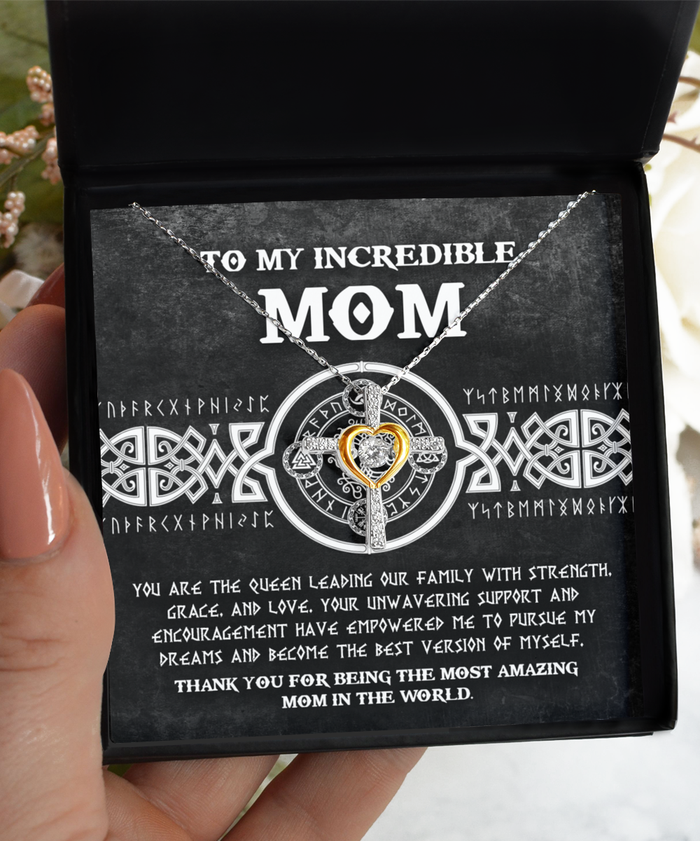 Mom - Cross Dancing Necklace Gift -  You Are The The Queen