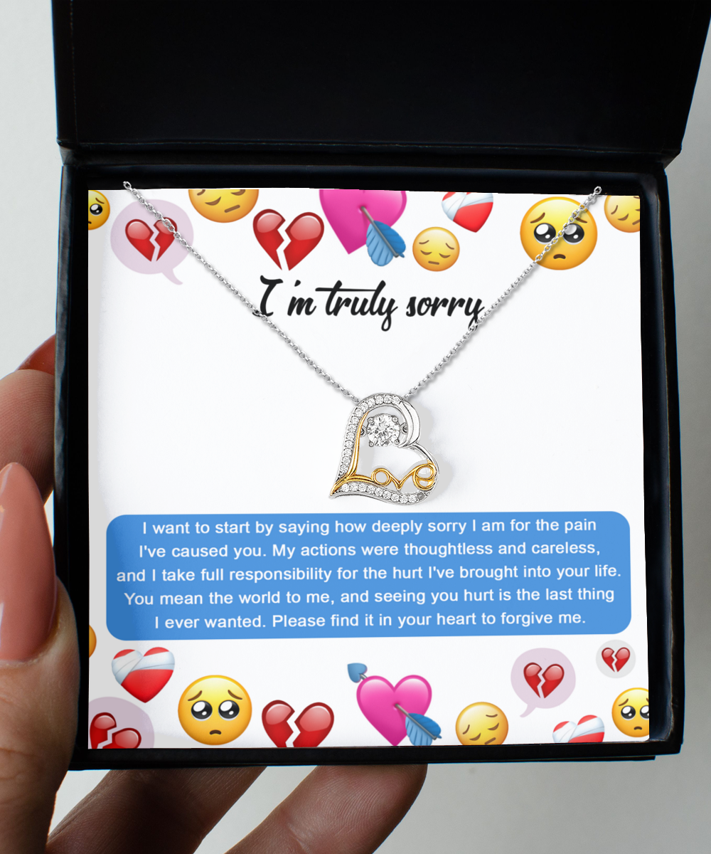 I'm Sorry Gift - Love Heart Necklace - How Deeply Sorry