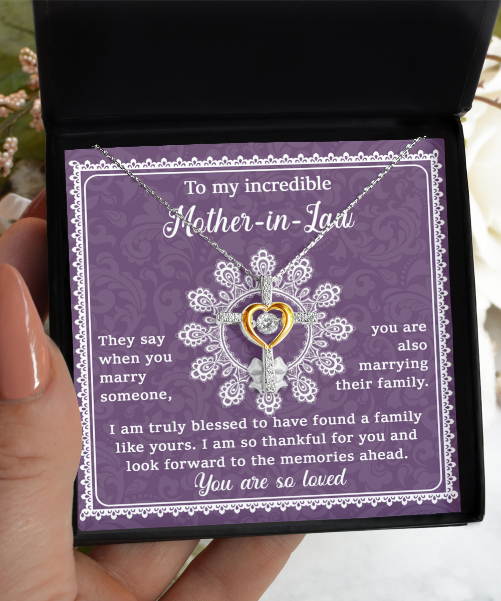 Mother in Law Gift - Cross Dancing Necklace -  Family Like Yours